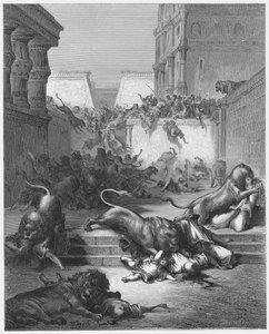 Gustave Doré Bible : Les nations étrangères tuées par les lions de Samarie - Gustave Dore
